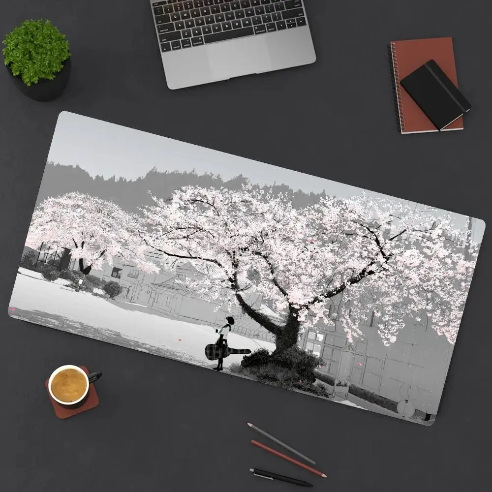 Elegante mouse pad com tema Sakura, base de borracha antiderrapante, lavável, ótimo para trabalho, jogos e uso no escritório