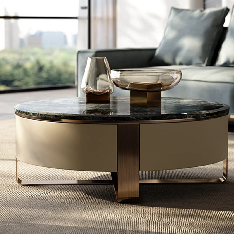

Журнальный столик из натурального мрамора, высококачественный комплект мебели, круглый журнальный столик