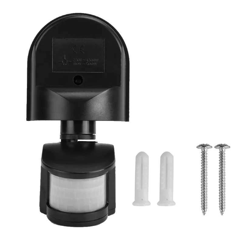 Interruttore automatico impermeabile del sensore di movimento PIR per la luce da parete di sicurezza esterna 110-240V Nero