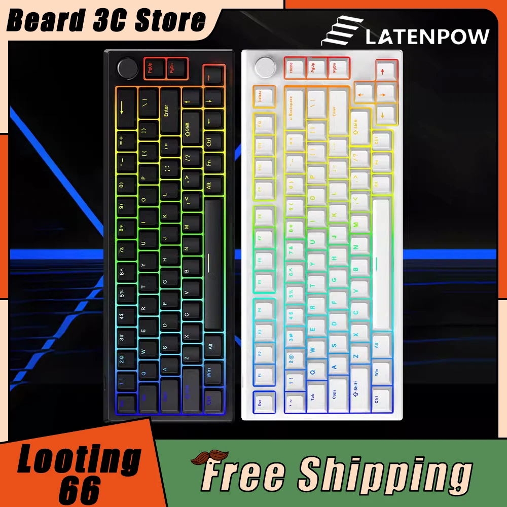 

Latenpow Looting66 Magnetic Switch Keyboard 8K Quick Trigger Multifunctional Knob Dynamic RGB Wired Gaming Keyboard Valorant