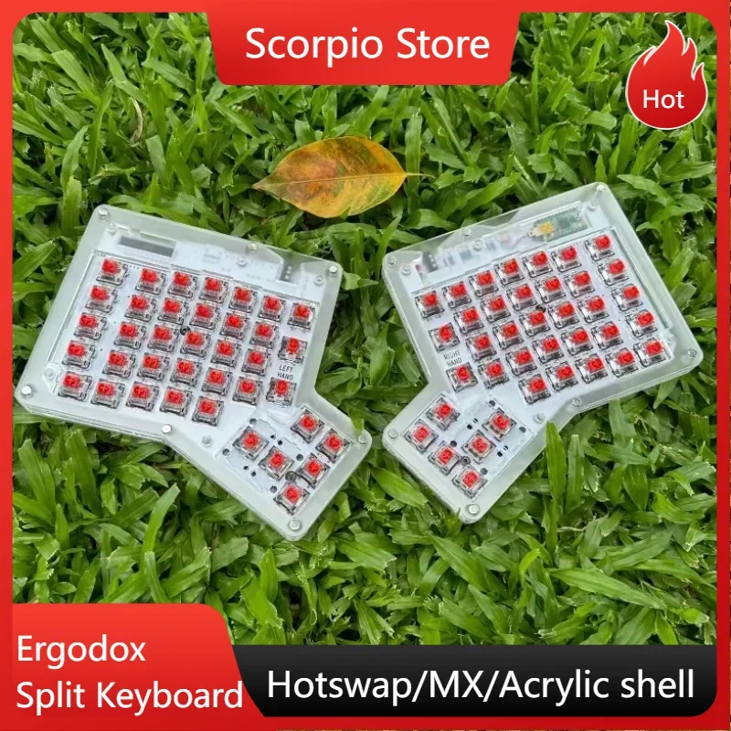 

Комплект разделенной клавиатуры Ergodox, прозрачный акриловый материал, проводная одномодовая разделенная механическая клавиатура на заказ, эргономичная горячая замена