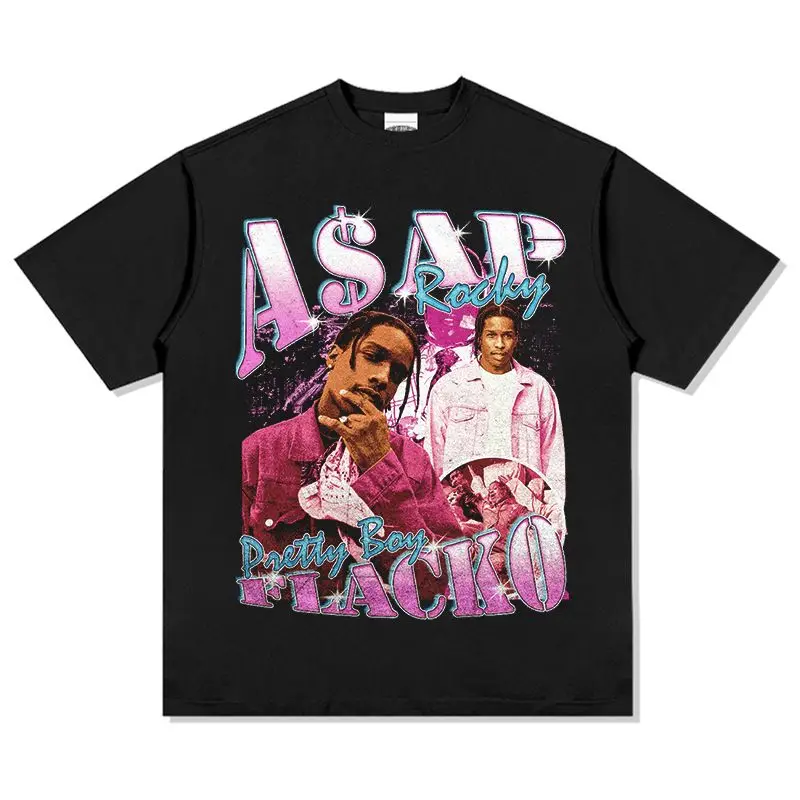 

A$AP ROCKY Print T-shirt Spring and Summer Tshirt Short Sleeve Cotton Loose Men T Shirt O-neck Unisex Classic Fashion Tops Tees