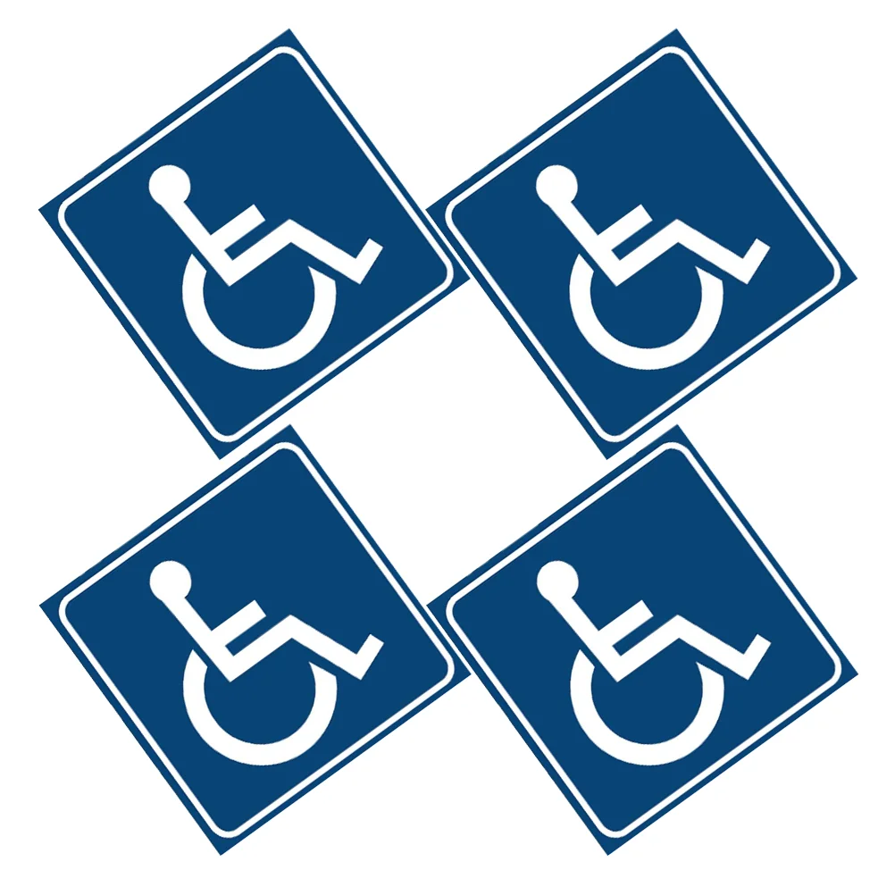 4pcs Blue Waterproof Handicap Wheelchair Vinyl Pathway Sign Stickers For Indoor And Outdoor Use In Public