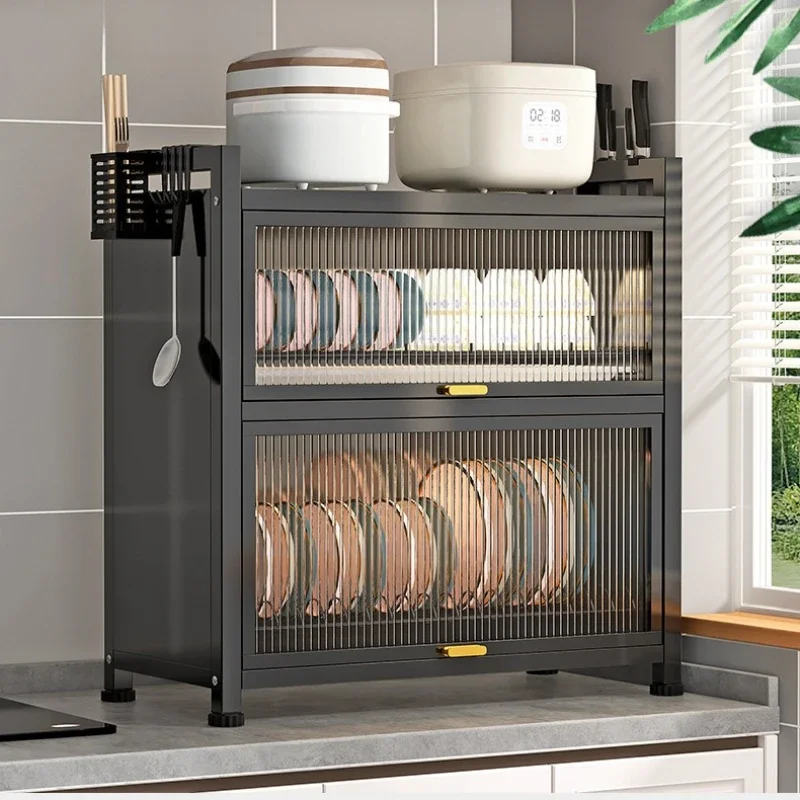 Waterproof Flip Lid Dish Storage Cabinet Modern Kitchen Countertop Plate Holder Easy to Clean Space-Saving Design