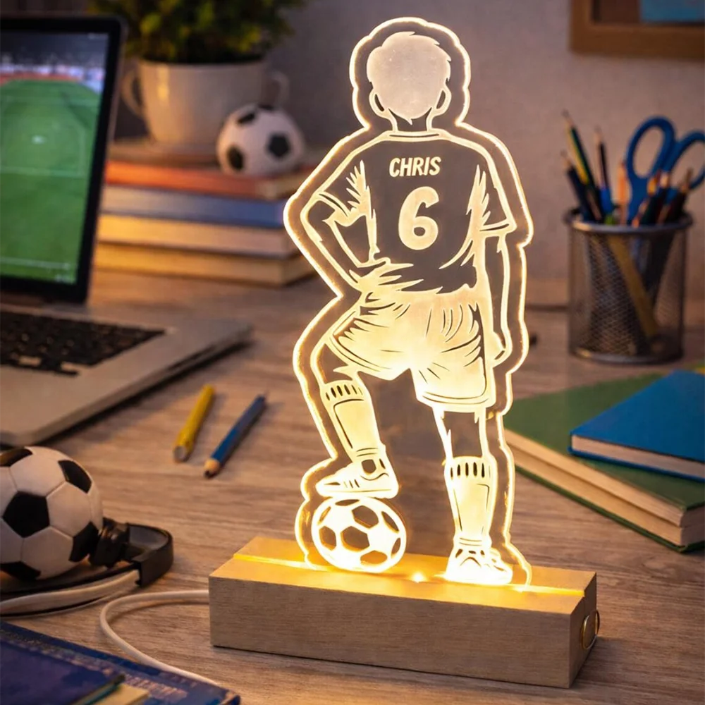 

Personalized Football Themed Night Light Customizable Name Light Sports Style Light Back To School Graduation Custom Team Gift