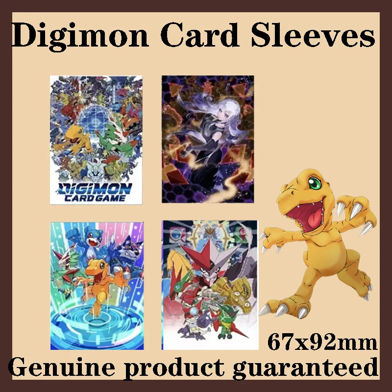 60 uds nuevas fundas oficiales para tarjetas Digimon 67x92mm diseños Agumon 4 estilos fundas protectoras de Anime regalo TCG para coleccionistas de niños