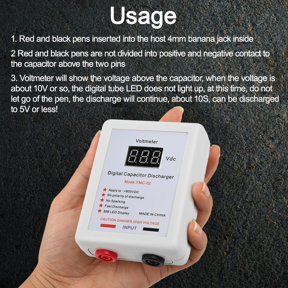 800 В Sparkpen аккумулятор, конденсатор, разрядная ручка, защита от разряда, электрик, инструмент для быстрого разряда напряжения с вольтмером