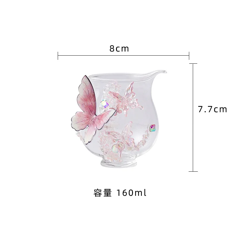 Handmade Heat-resistant Glass Creative Butterfly Tea Dispenser Average Cup Household Male Cup