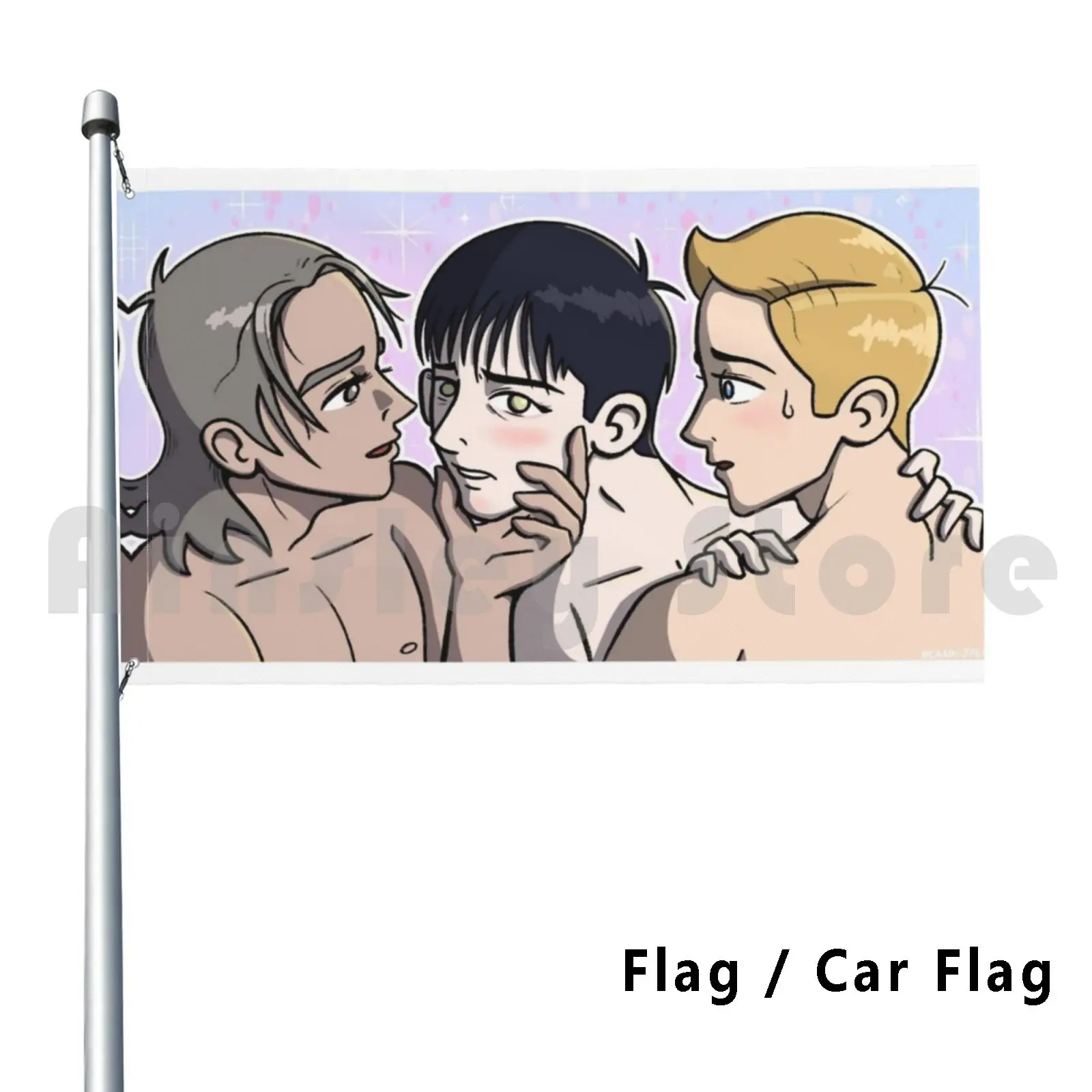 Three’s Company Outdoor Decor Flag Car Flag Graphic Design Pride Men Mens Boys Three Yaoi Mawha