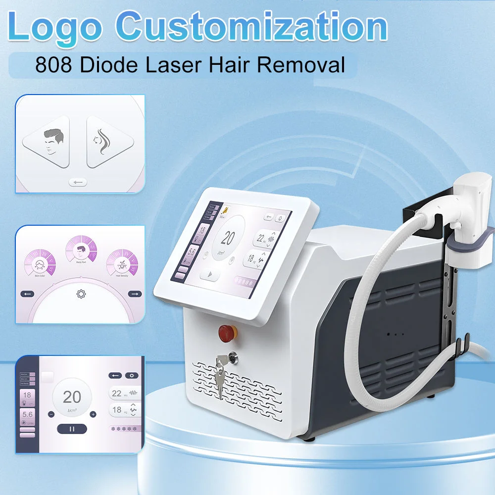 Máquina de depilación láser de diodo portátil FDAus CE 808nm indolora hielo fresco permanente para todos los tonos de piel para uso en salón en casa