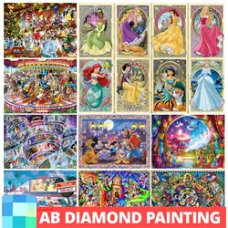 AB Disney Art 5D Diamond Painting Princess Mickey Mouse Cartoon Scenery Cross Stitch Kits Full Drill Mosaic Home Decor Gift