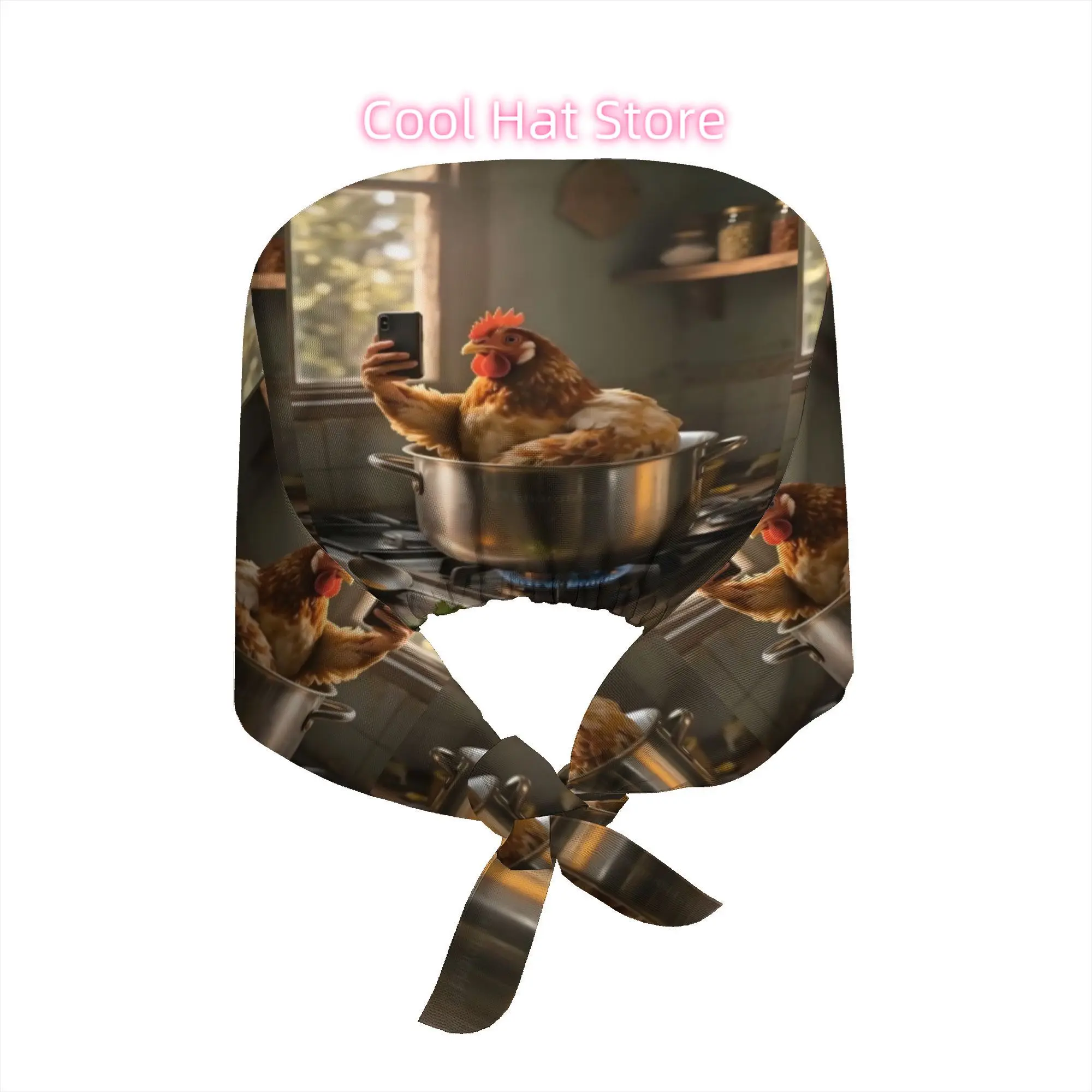 1pc Printed Breathable Trendy Mexico Christmas Gift Work Cap Funny Chicken Chef Hat Charming Kitchen Cooking Party Accessory for