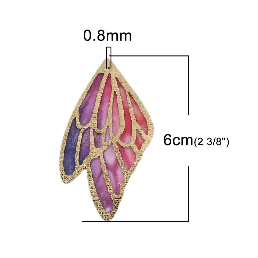 Doreen Box-Boucles d\'oreilles multicolores en tissu PU, aile de papillon, bricolage, bijoux exécutifs, cadeaux, 4cm, 5cm, 6cm, 5 pièces