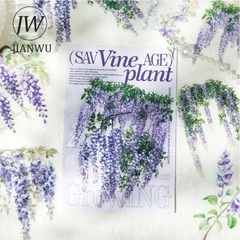 JIANWU Wild Growth Series Vintage Vine Plant Flower Landscaping Material Collage PET Sticker Creative DIY Journal Stationery