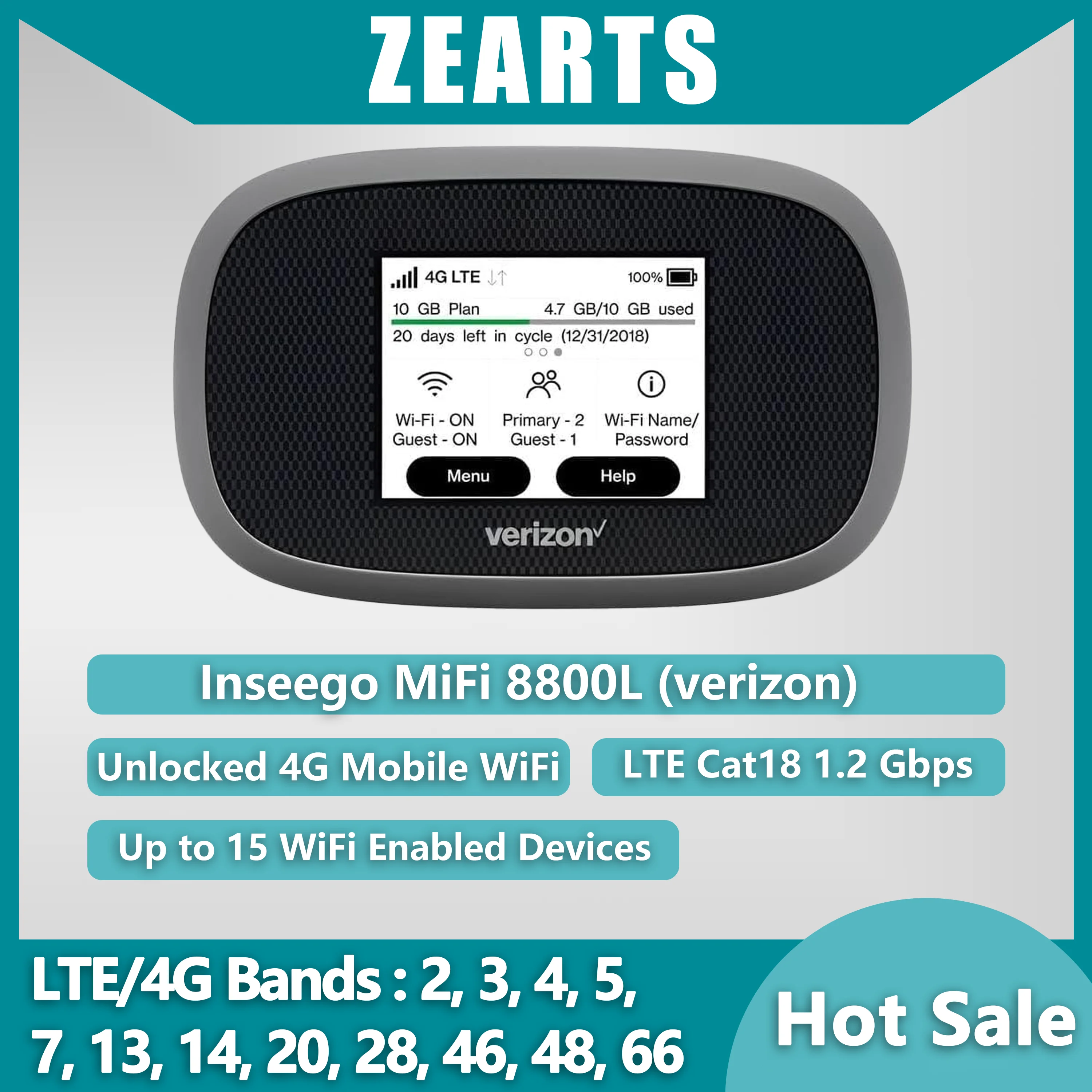 Inseego MIFI8800L Unlocked ZEARTS wifi router with sim card Cat18 4G Global LTE（second hand 90%-95new）