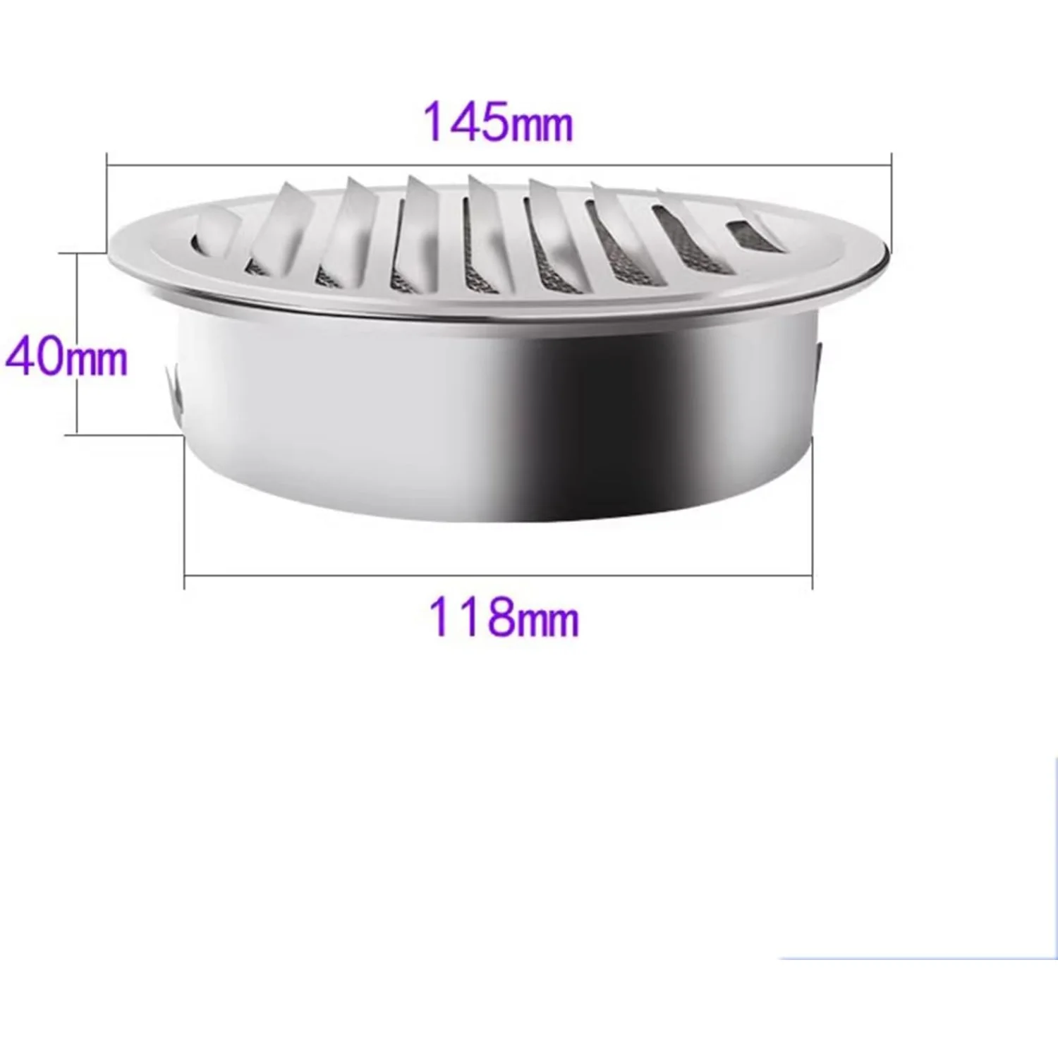 Hotte simple ronde en acier inoxydable 304, ventilation murale extérieure, port d'accès, robuste et durable, petit 75mm