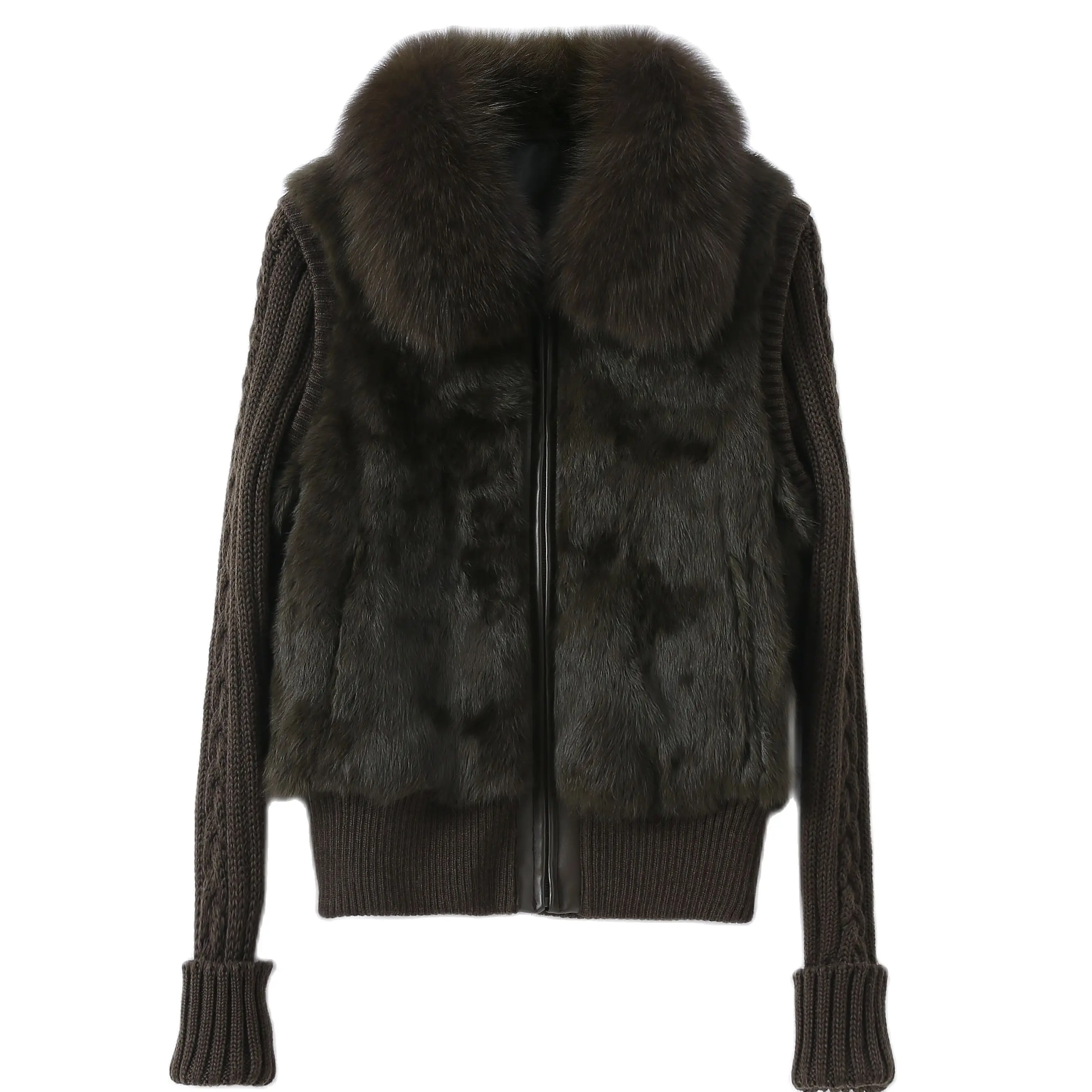 

Pudi women Real Rabbit Fur Jacket Coat Female Winter Fox Collar Sweater Parka Vest Jackets CT138