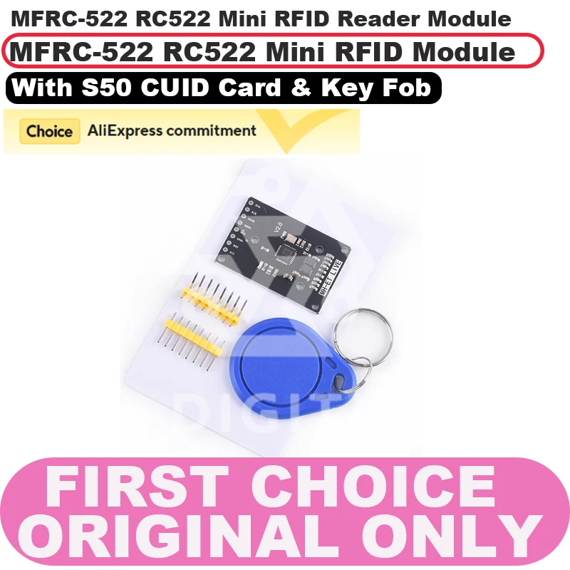 MFRC-522 Мини-черный модуль RC522 Мини-модуль считывания RFID |   Компактный датчик карты IC 13,56 МГц ​ ​   Tri-Interface (SPI/I2C/UART)