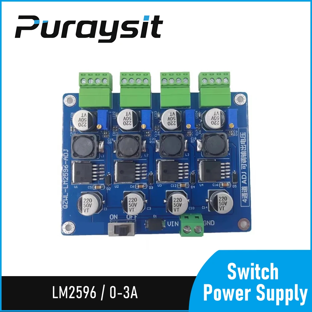 LM2596 Multi-channel Switching Power Supply Four-Way Adjustable Voltage Output DC-DC Step-down Power Module