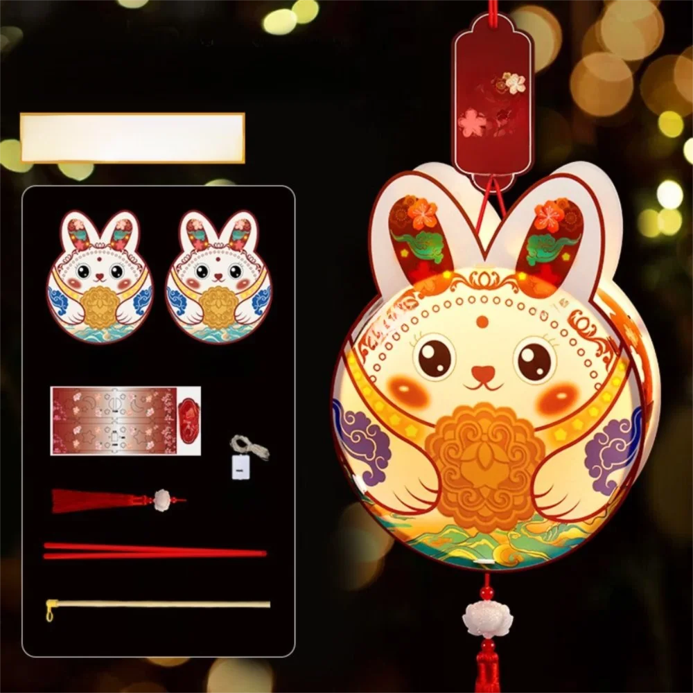 

DIY Material Bag Mid-Autumn Festival Lantern Handmade Glowing Light-Up Bunny Lantern Luminous Chinese Style
