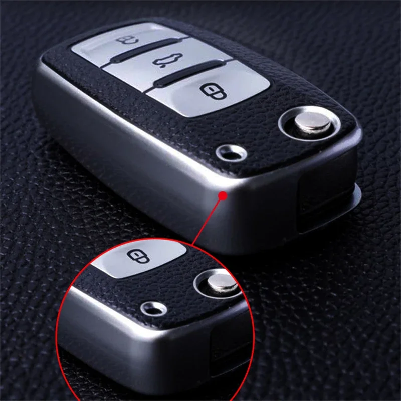 For VW Golf MK 4 5 6 7 Polo Tiguan Passat B5 B7 Jetta Skoda Kodiaq Octavia Car Key Case Cover Fob Leather TPU Car Accessories