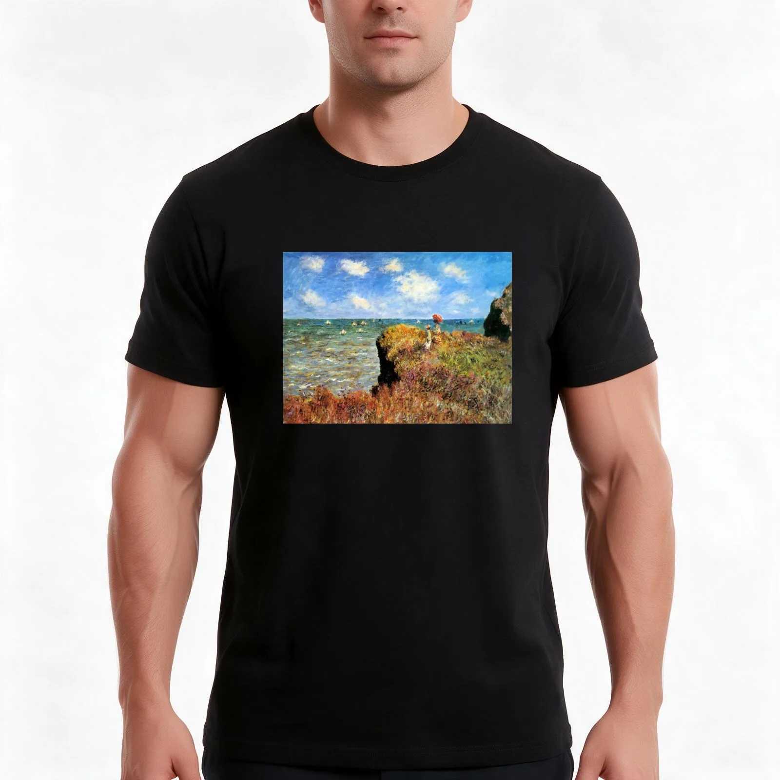 Monet T-Shirt, Summer Casual Cotton Tee, Oversized Streetwear Tops, Vintage Graphic Print, Loose Fit Short Sleeve, 100% Cotton
