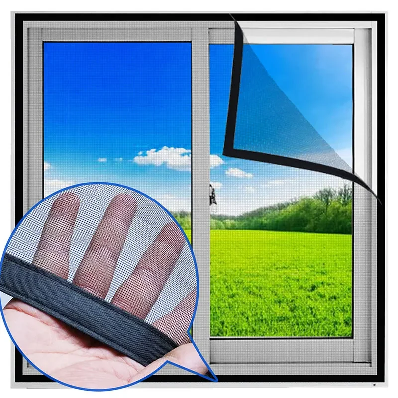 Customizable Size Mosquito Screen Mesh Insect Self-adhesive Black Window Screen Anti Insect Air Tulle Invisible Bug Protection