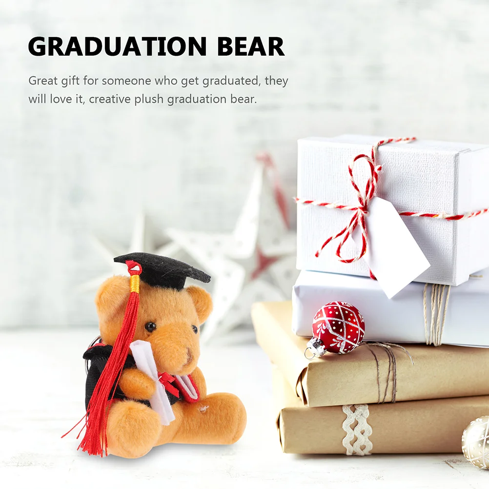 6 Pcs Plush Graduation Bear Cute Gift Stuffed Animals Pendant Doctor Keychain Small Hanging Decor