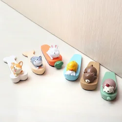 Rolhas de parada de porta de silicone de segurança animal dos desenhos animados bloco cunha doorstop porta de escritório em casa retentor traseiro anti-colisão parar