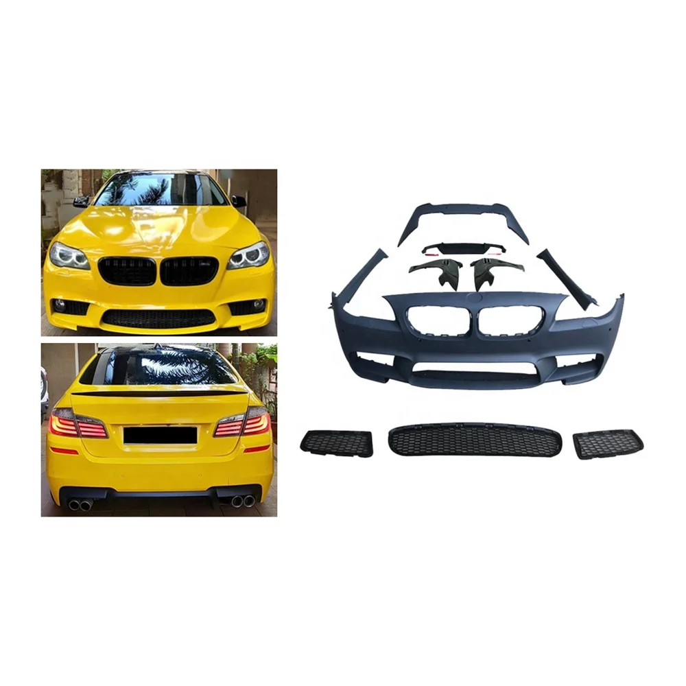 For BMW 5 Series Later Stage Body Kit MT Style Include Front Rear Bumper and Side Skirts for  F10 F18 2014-2017