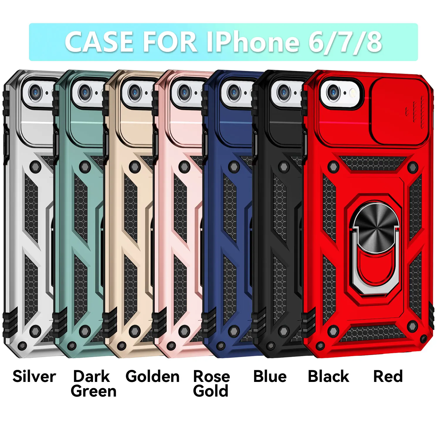 For iphone SE Cover iphone SE 2020 2022 2023 Fundas Coque Slide Lens Magnet Ring Holder Back Case For iphone 6 7 8