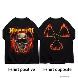 Koszule Megadeths koszule dla mężczyzn w stylu Vintage Heavy Metal Vintage bawełniana koszulka z okrągłym kołnierzem z krótkim rękawem tkanina prezentowa