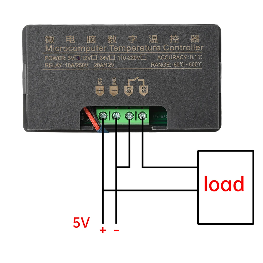W3230 5V 12V 24V AC110-220V Cavo sonda Regolatore di temperatura digitale Display a LED Termostato Misuratore di calore/raffreddamento