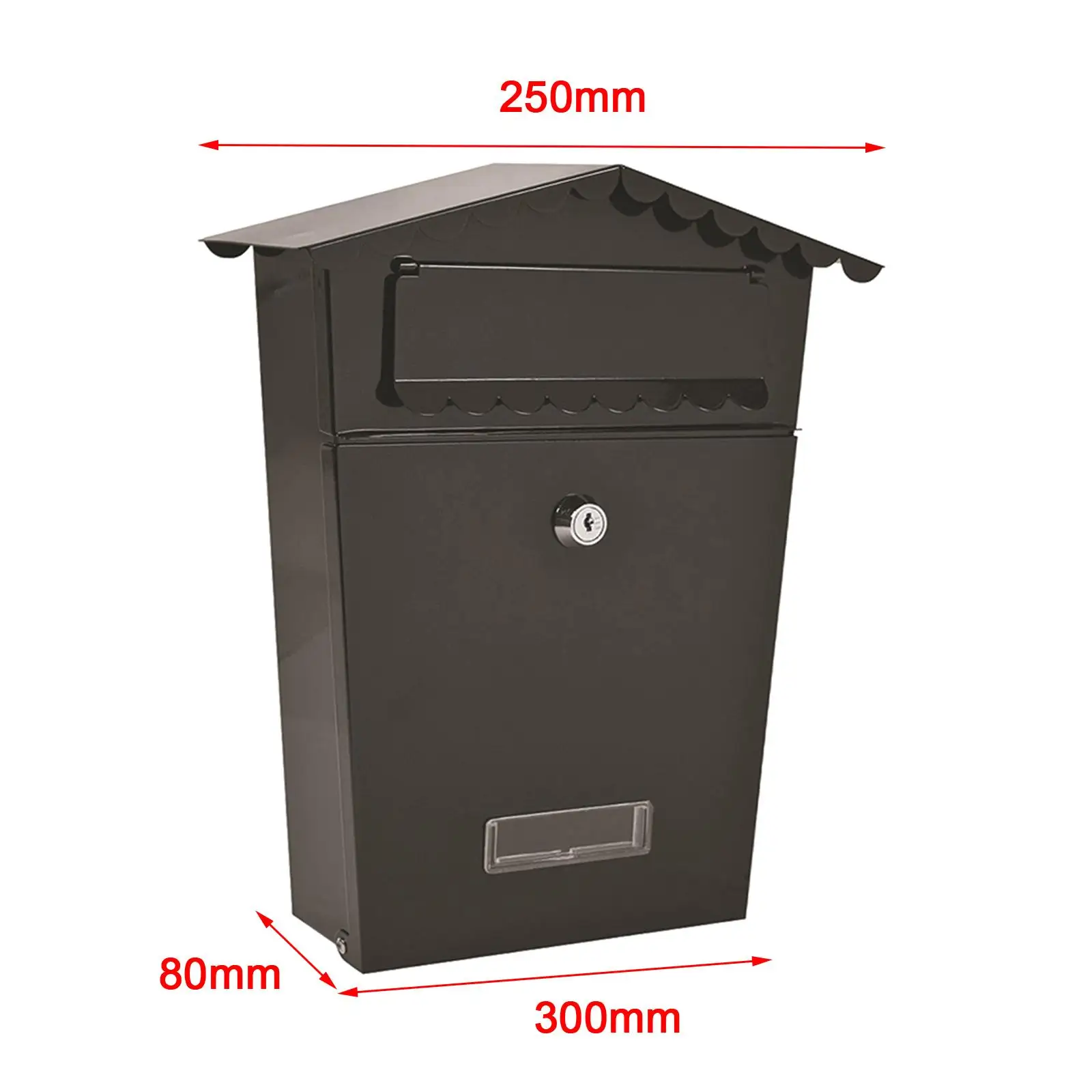 Metal Vintage Mailbox Wall-mounted Mail Secure Key Lock Mail Box with 2 Keys Front Door Decorative Letterbox Drop Box