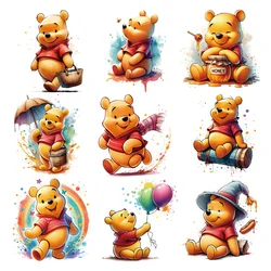 Water Color lovely Pooh Bear thermoadhesive patches DIY children Thermo-stickers printing for clothes