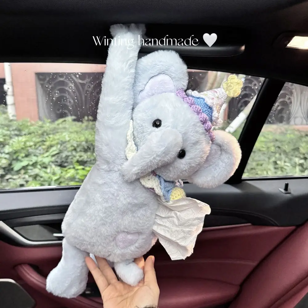 

Creative Cartoon Tissue Box Cute Elephant Car Fluffy Hanging Plush Doll