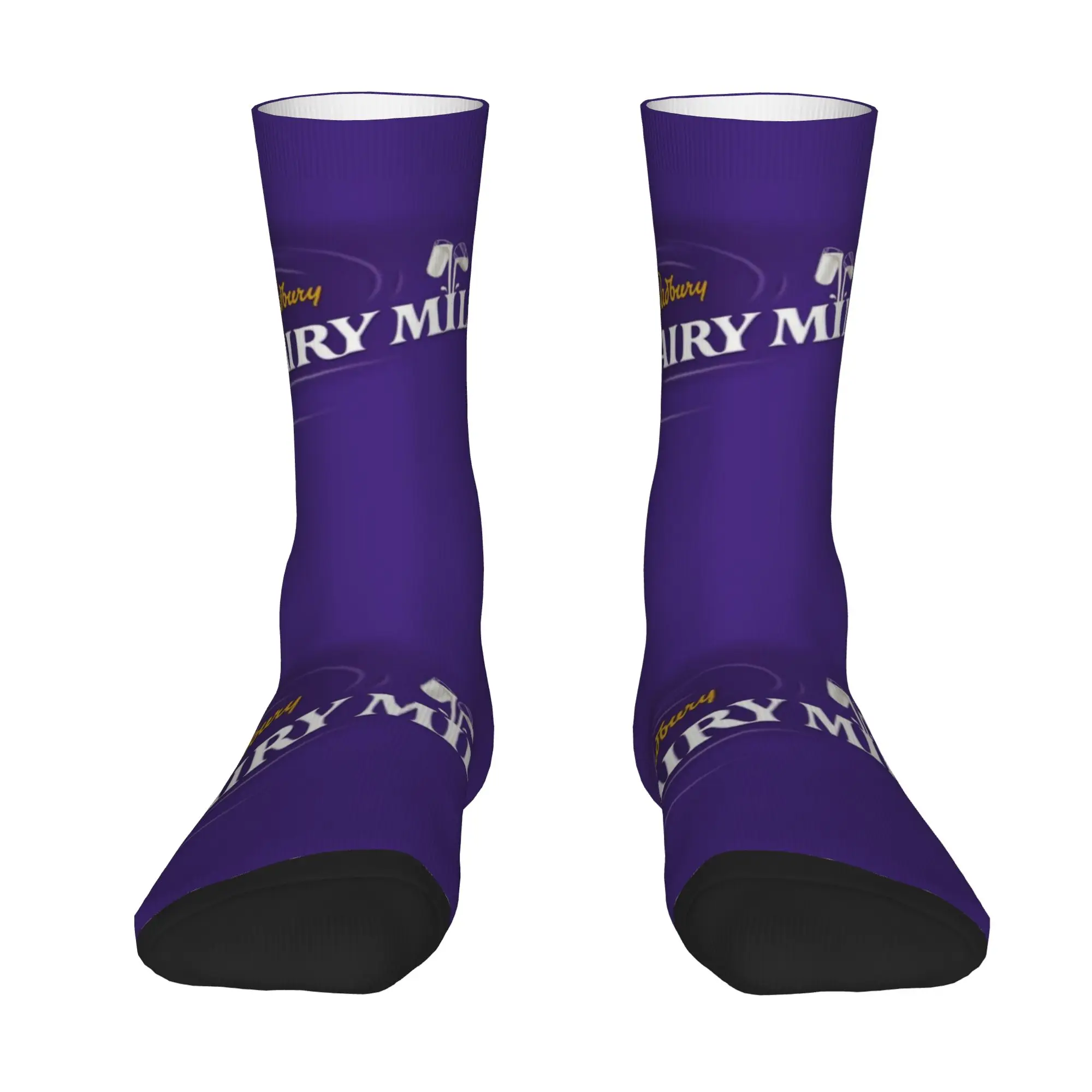 1 Pair Funny Sock Cadbury Purple Hip Hop Seamless Pattern Printed Men Crew Socks Novelty Men's Socks
