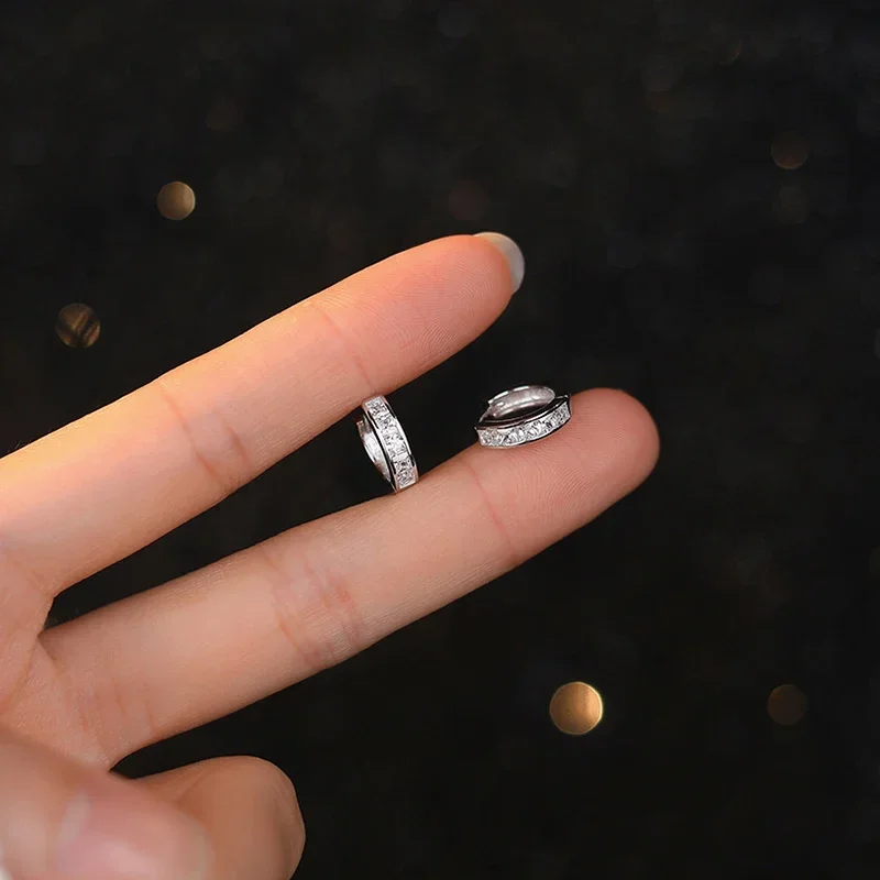 INZATT Trendy Real 999 Sterling Silver Zircon Round Hoop Earrings For Women Classic Fine Jewelry Minimalist Accessories - Image 5