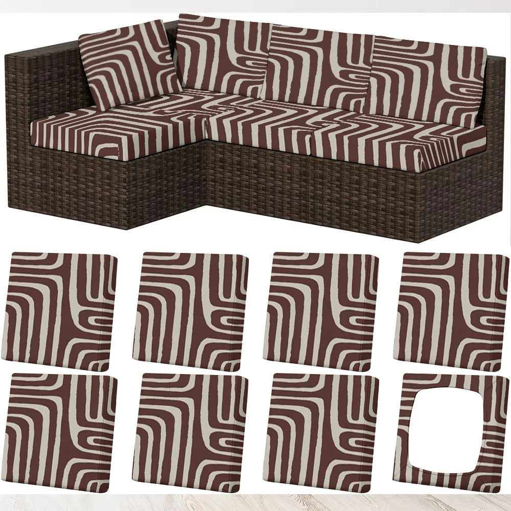 Summer Outdoor Geometric Print Sofa Cover, Stretchy Milk Silk Couch Protector, Pet - Friendly, Washable & N