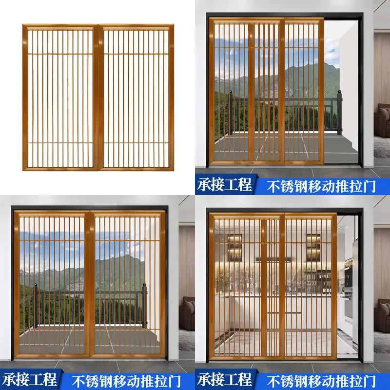 Electroplated Stainless Steel Hidden Track Sliding Door for Kitchen Living Room Balcony Integrated Linkage System