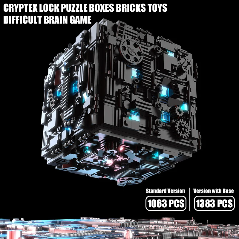 MOC Technical Triple Mechanism Decryption Box Building Blocks Cryptex Lock Puzzle Boxes Bricks Toy for kids Difficult Brain Game