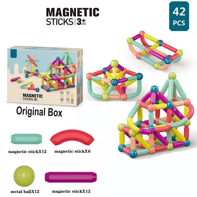 Magnetyczne klocki magiczne zestaw konstruktorów zabawki kij magnetyczny pręt zabawki edukacyjne dla dzieci chłopiec dziewczyna prezentyT kula magnetyczna