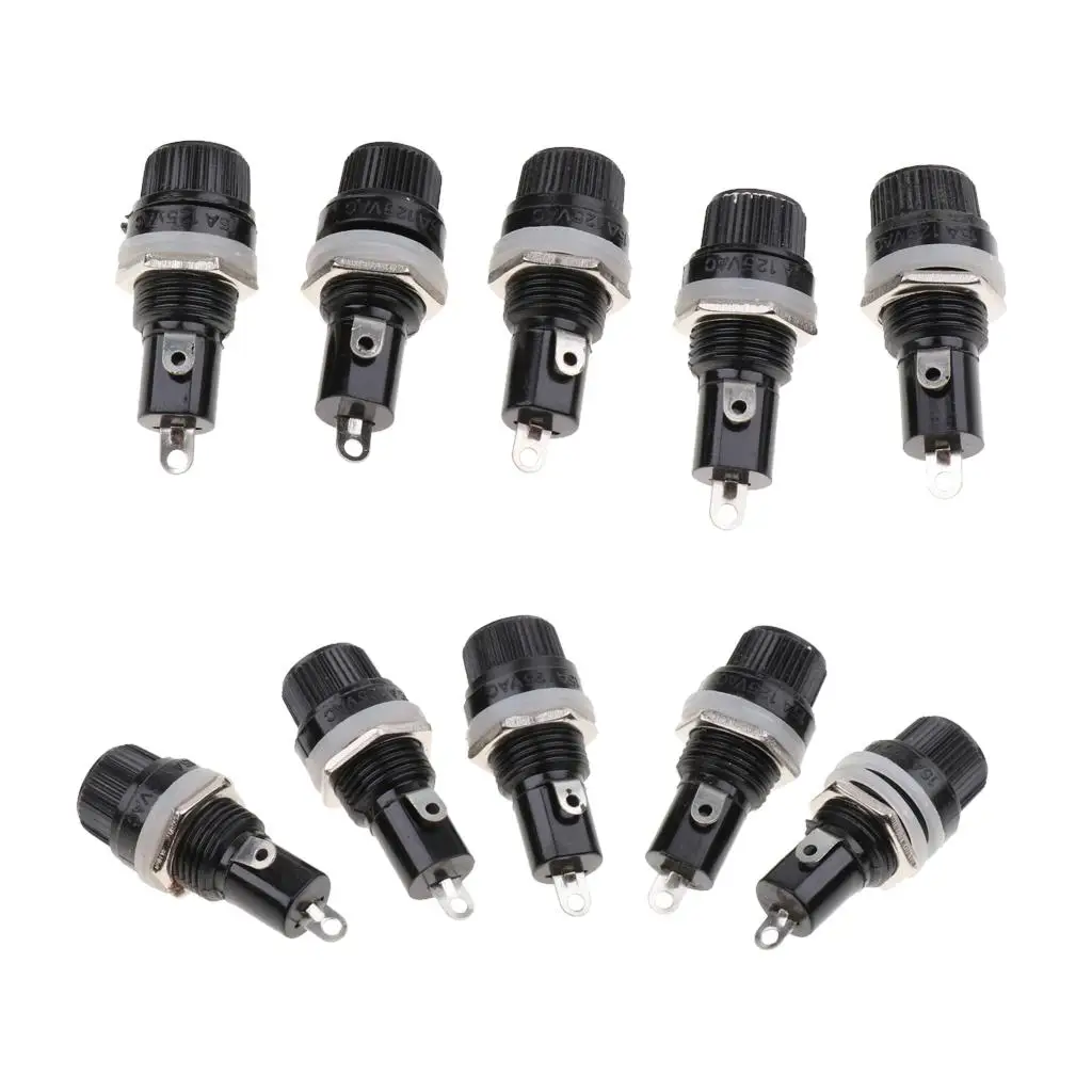 

10 Pieces 125V/15A 0V/10A Panel Mount Holder for 5mmx20mm Glass s