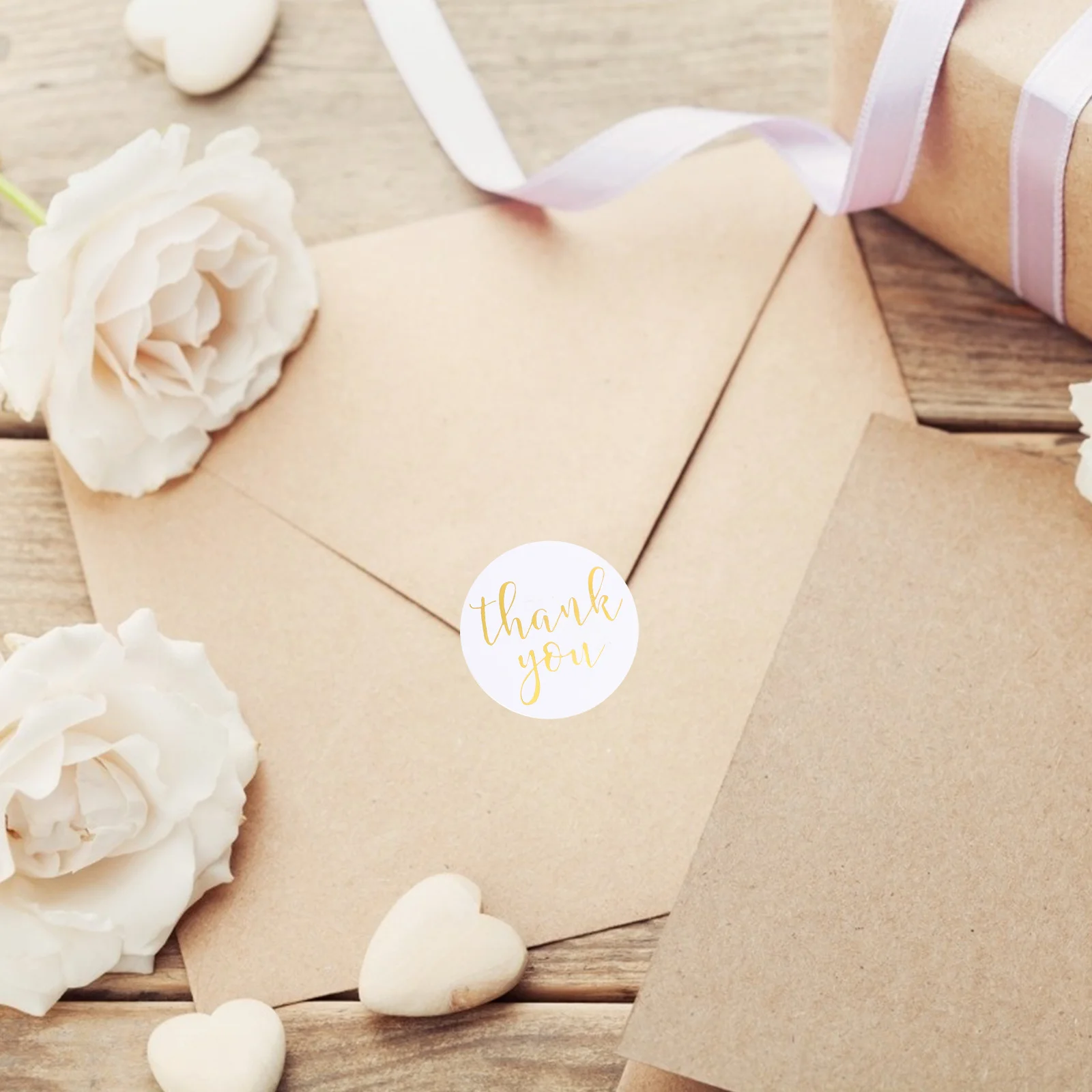 1 Roll Thank You Baking Stickers Adhesive Sealing Labels For Gift Packaging Envelope Wrap Bronzing Decal Stationery Kids Craft