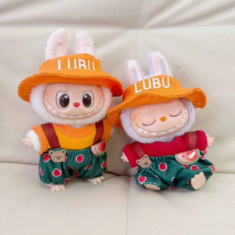 

Cute Bunny Mini Outfit with Orange Hat Red Top and Watermelon Suspenders Adds A Touch of Vitality To Your Doll