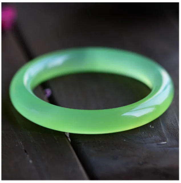 Quality Jewelry Exquisite Bangle Natural Ice Seed Chalcedony Agate Grape Color Green Round Bar Bracelet Lucky Accessories Gift