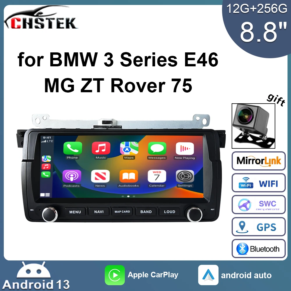 CHSTEK Android 13 Car Radio for BMW 3 Series E46 1998-2007 M3 316i 318i 320i 325i 330i CarPlay Player Navigation Multimedia 4G