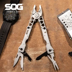 SOG12 IN 1 Sync ll Multitool Belt Buckle Folding Pliers Pocket Knives Outdoor Survival Hand tools EDC Multi-tools Kit- SN1011-CP