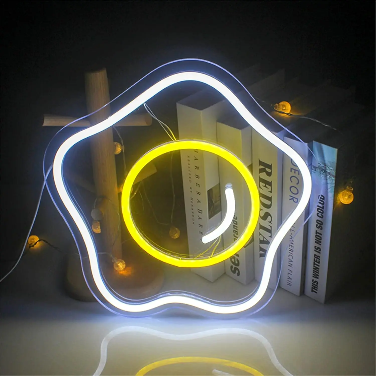 Fried Egg Neon Sign LED Wall Art USB Powered Acrylic White Yellow Glow Cute Kitchen Breakfast Nook Kids Room Aesthetic Backdrop