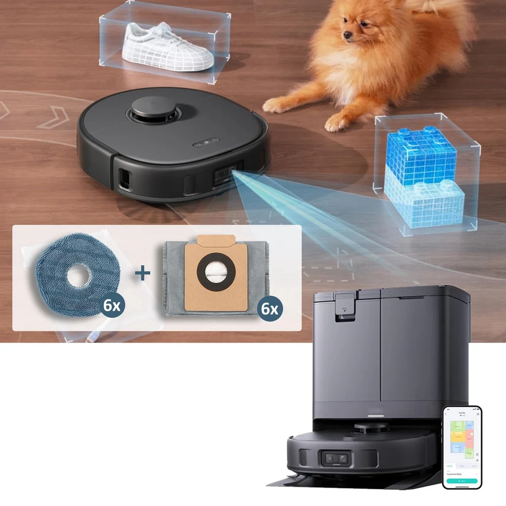 A01M-12-Pack accesorios de repuesto para Robot aspirador bolsas de polvo y almohadillas de fregona para Eufy X10 Pro Omni